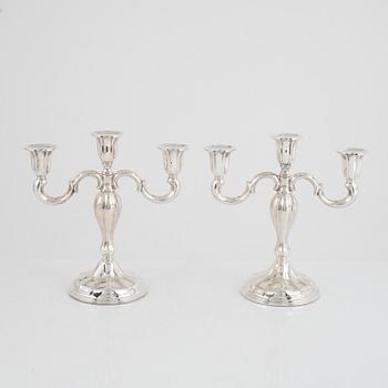 Candelabras, a pair, silver, Thorvald Marthinsen Sølvvarefabrik, Norway.