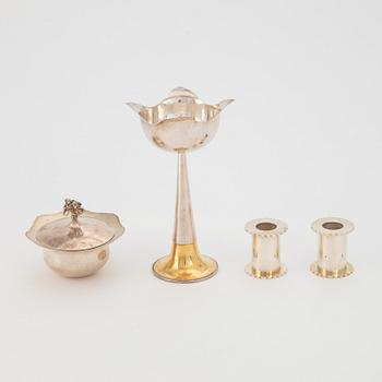 Tore SVensson Ateljé, four silver table decorations, sterling silver, Gothemburg, 1980-1993.