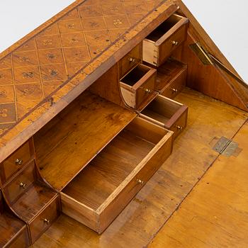 A Gustavian marquetry secretaire by Jonas Hultsten (master in Stockholm 1773-94).