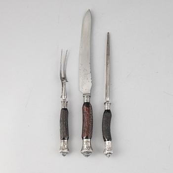 An English 19th century three piece set of serving cutlery.