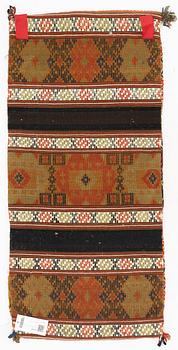 A carriage cushion, flat weave, Ingelstad district, Österlen, Scania, first half of the 19th century.