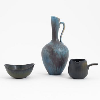 Gunnar Nylund, a stoneware vase, bowl and creamer, Rörstrand, Sweden.