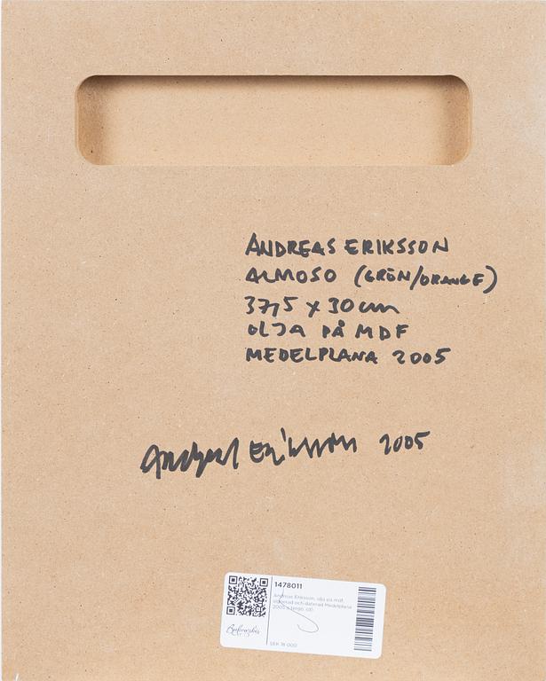 Andreas Eriksson, olja på mdf, signerad och daterad Medelplana 2005 a tergo.