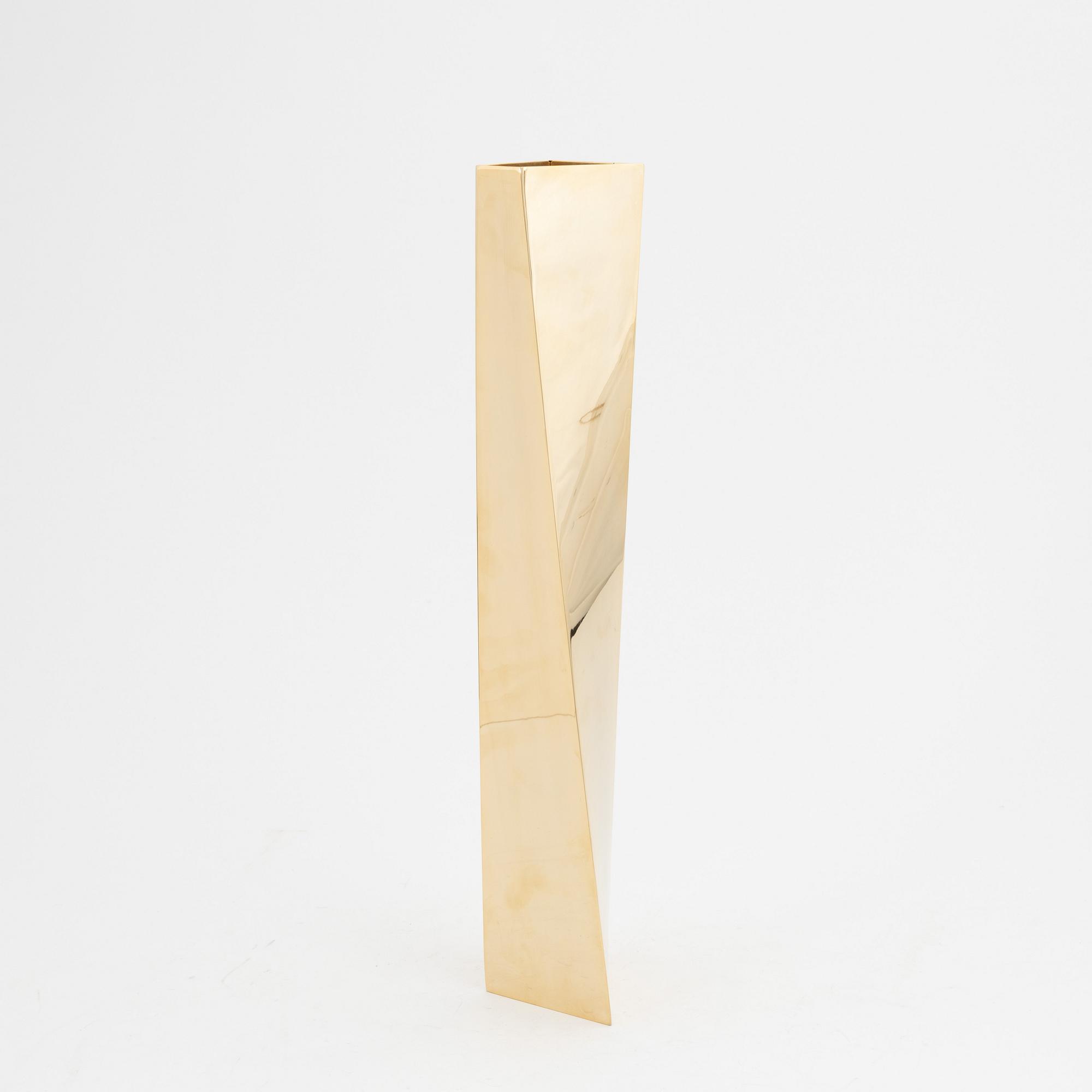 Zaha Hadid, a 'Crevasse' gold plated vase, for Alessi, Italy, 2005.