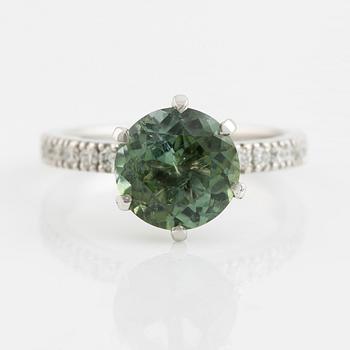 Green tourmaline and brilliant cut diamond ring, Patrik af Forselles.