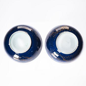 A pair of powder blue punch bowls, Qing dynasty, Qianlong (1736-95).