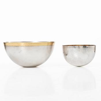 Wolfgang Gessl, two parcel-gilt sterling silver bowls, Stockholm 2009 and 2016.