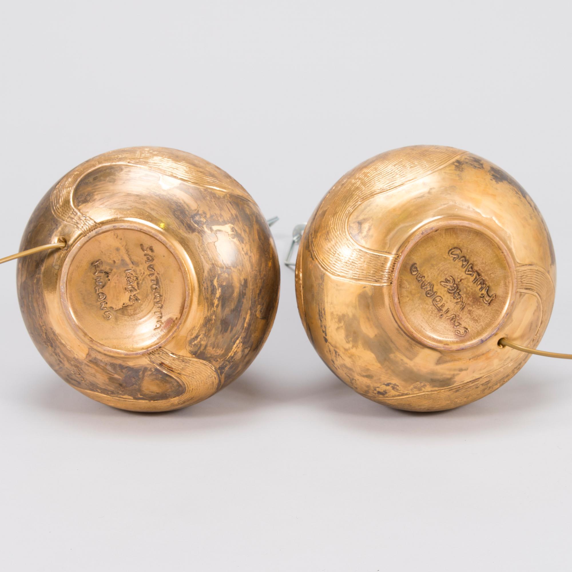 A pair of ceramic tablelamps by Kauko Forsvik, signed 'KAGE', Finland.