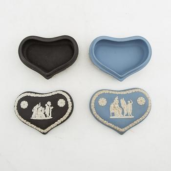 A collection of boxes, plates, etc. 8 dlrs, mostly Wedgwood England 20th century jasperware.