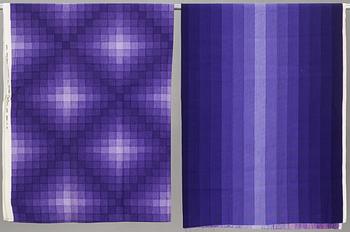 GARDINLÄNGDER, 2 st och PROVBITAR, 8 st, bommulskretong, Verner Panton för Mira-X.