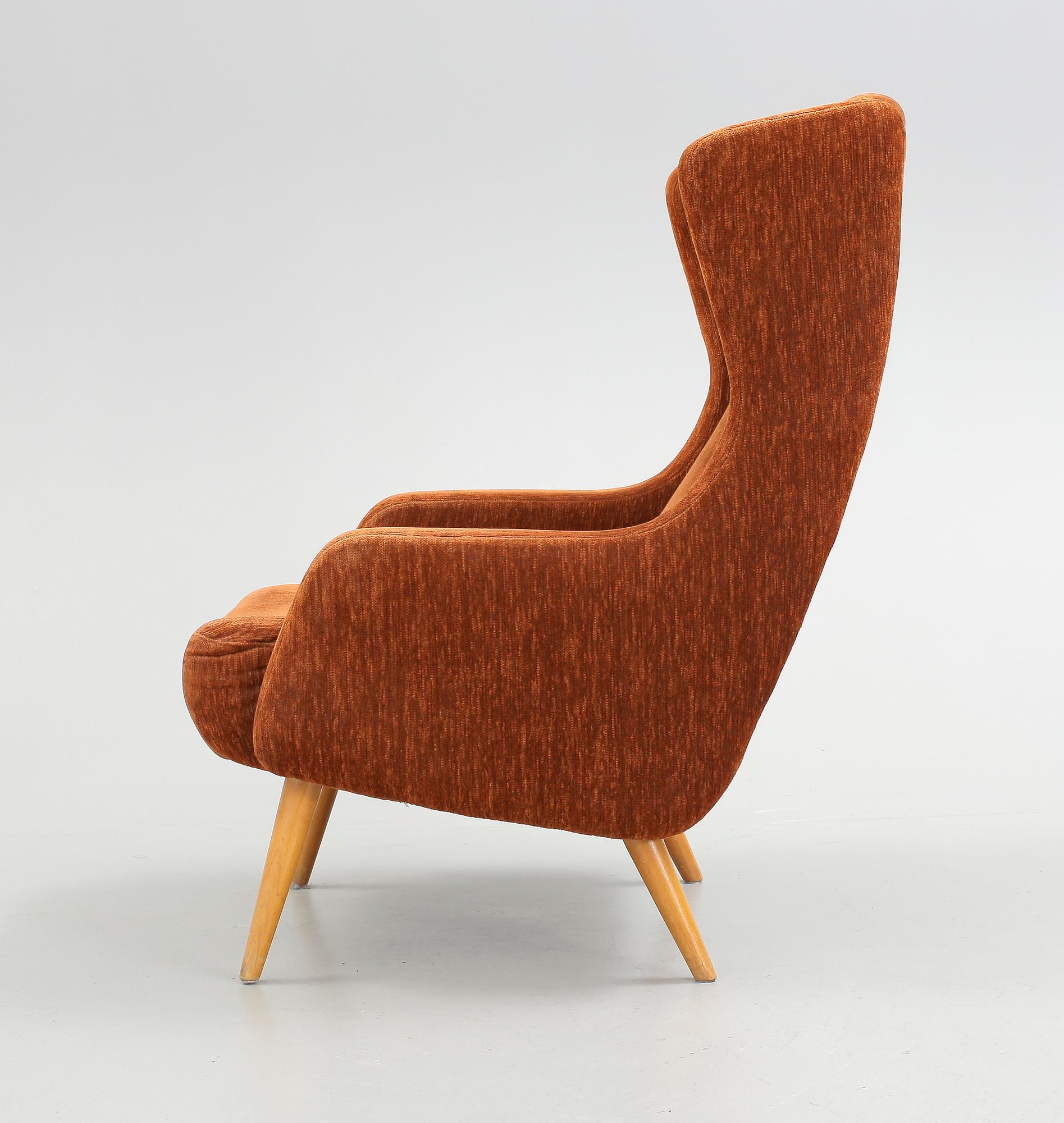 FÅTÖLJ, "Capri hög", Alf Svensson, Dux, Ljungs Industrier, 1950-tal.