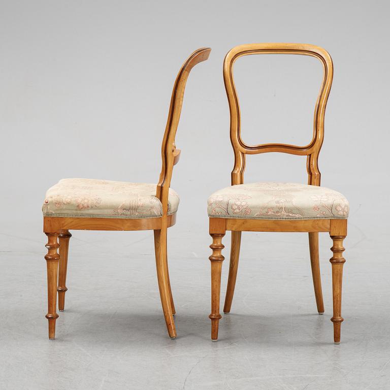 A set of six Danish Royal elm wood chairs, second half of the 19th Century.