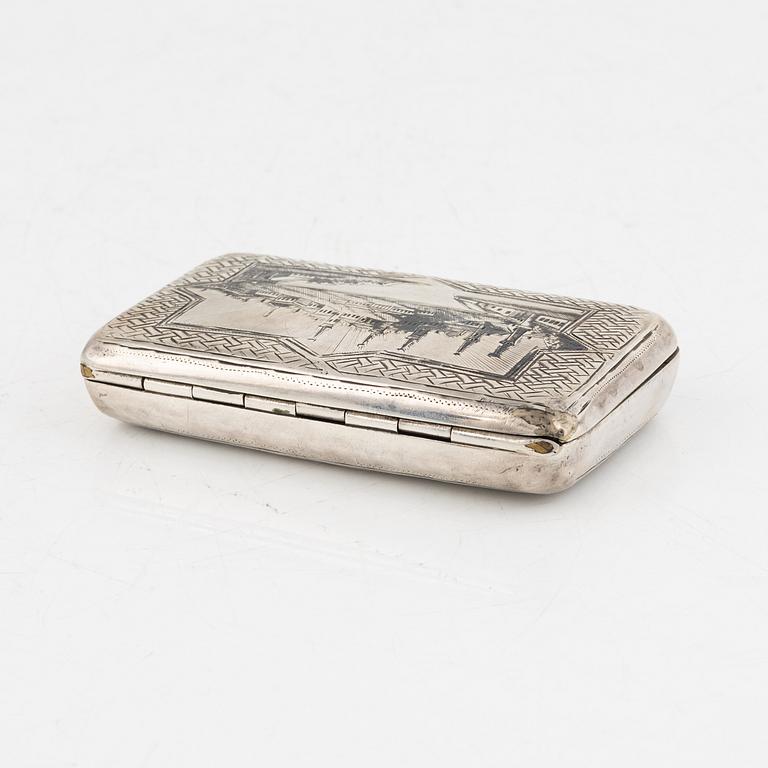 A Russian Silver Niello Snuffbox, Moscow 1893.