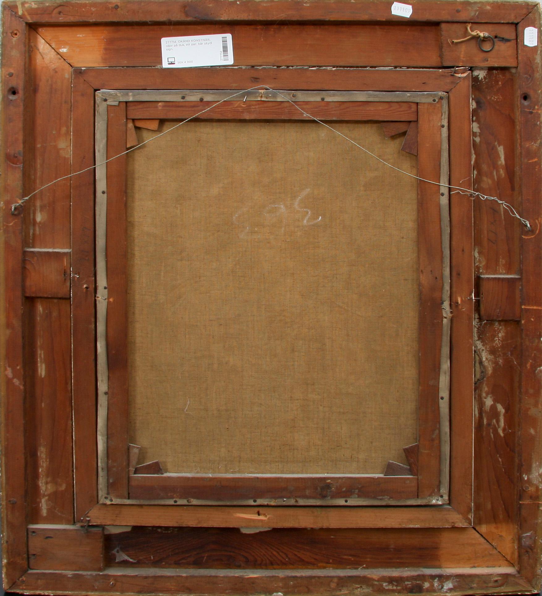 OKÄND KONSTNÄR, oljor på duk, ett par, bär otydl sign.