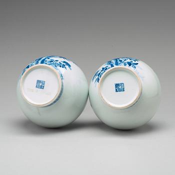 A pair of blue and white Chinese vases, Republic period.