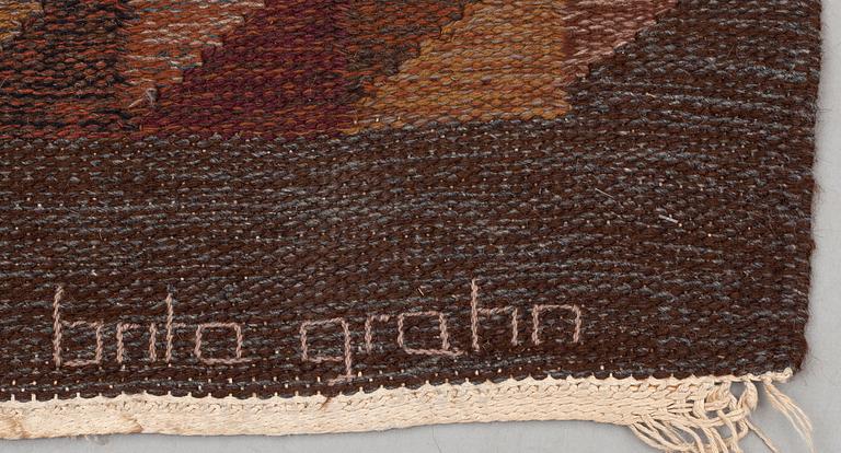 RUG. Flat weave. 205 x 141,5 cm. Signed Brita Grahn.