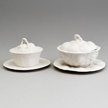 TWO BUTTER BOWLS, Gustafsberg, second half of the 19th century.