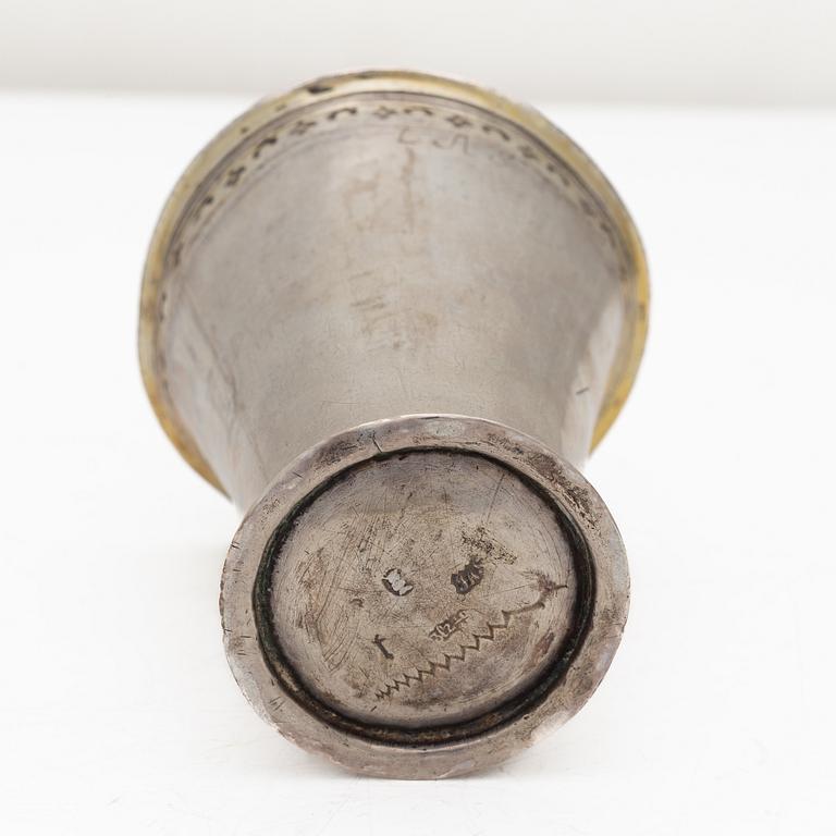 A Swedish silver beaker, mark of JA Starin, Stockholm 1746.
