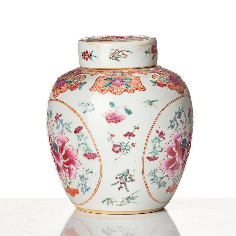 A famille rose jar with cover, Qing dynasty, Qianlong (1736-95).