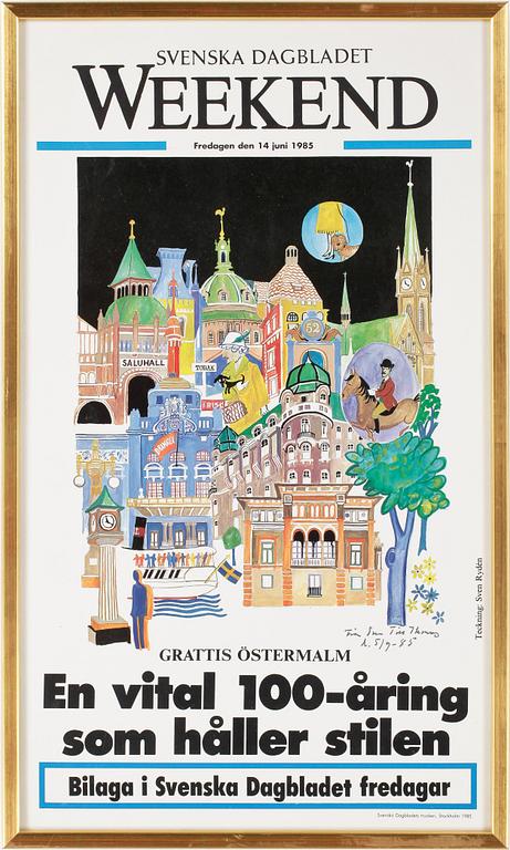 SVEN RYDÉN. Affisch. signerad samt dedicerad av konstnären.