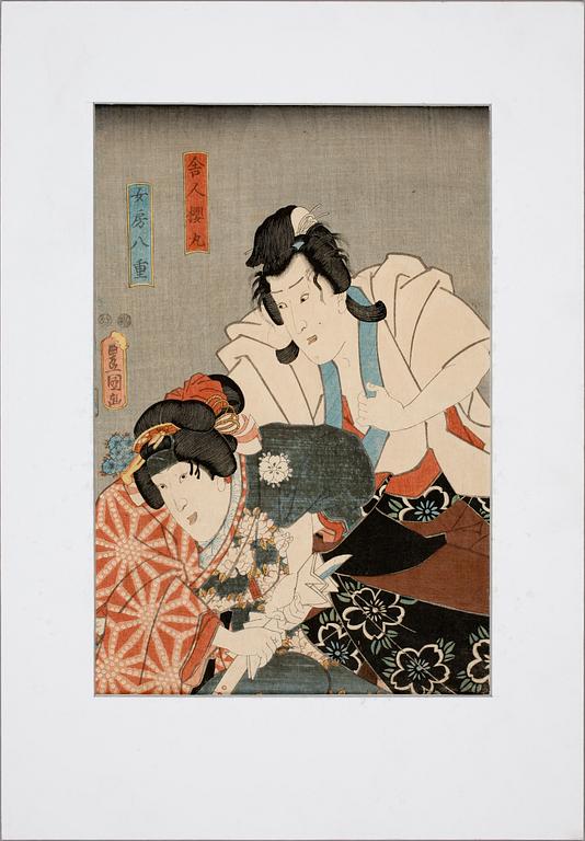 UTAGAWA KUNISADA, träsnitt, sign i trycket.