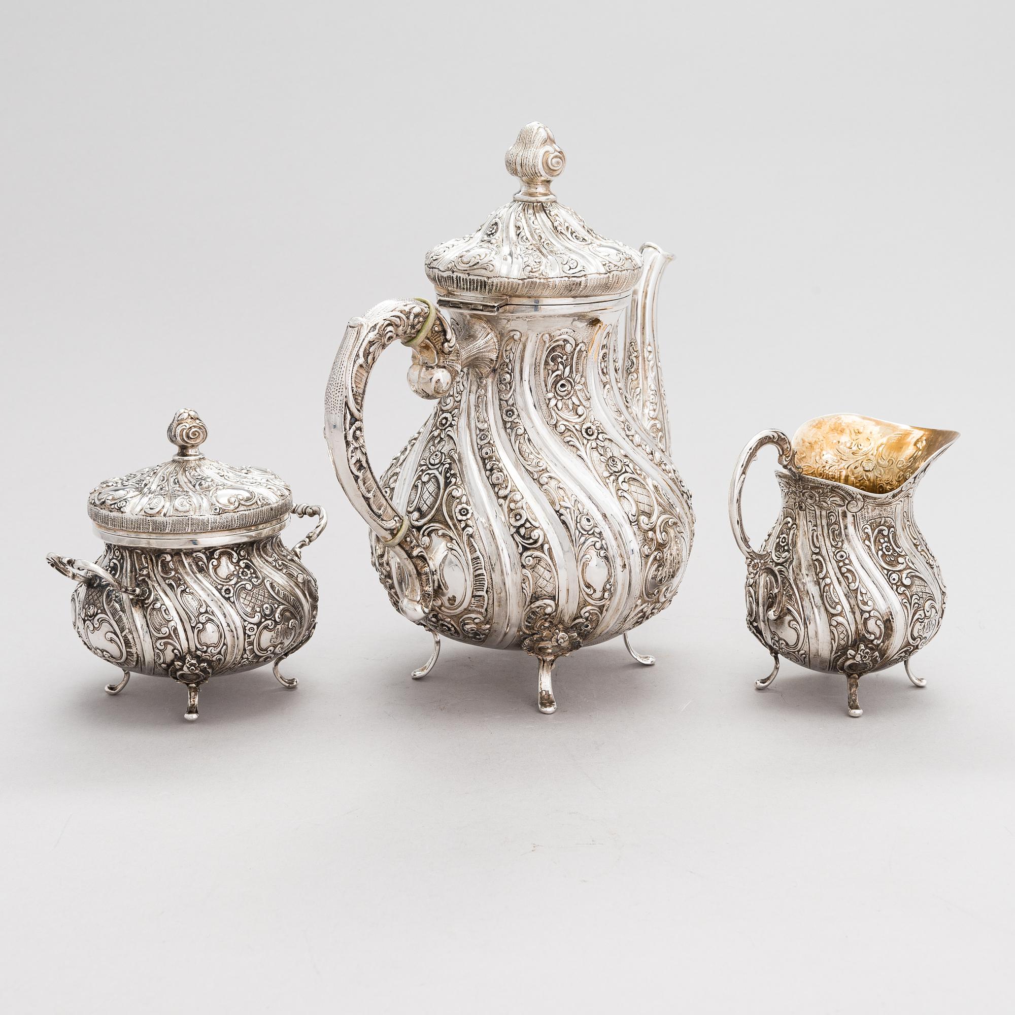 A three-piece silver coffee set, Finnish control marks 1966.