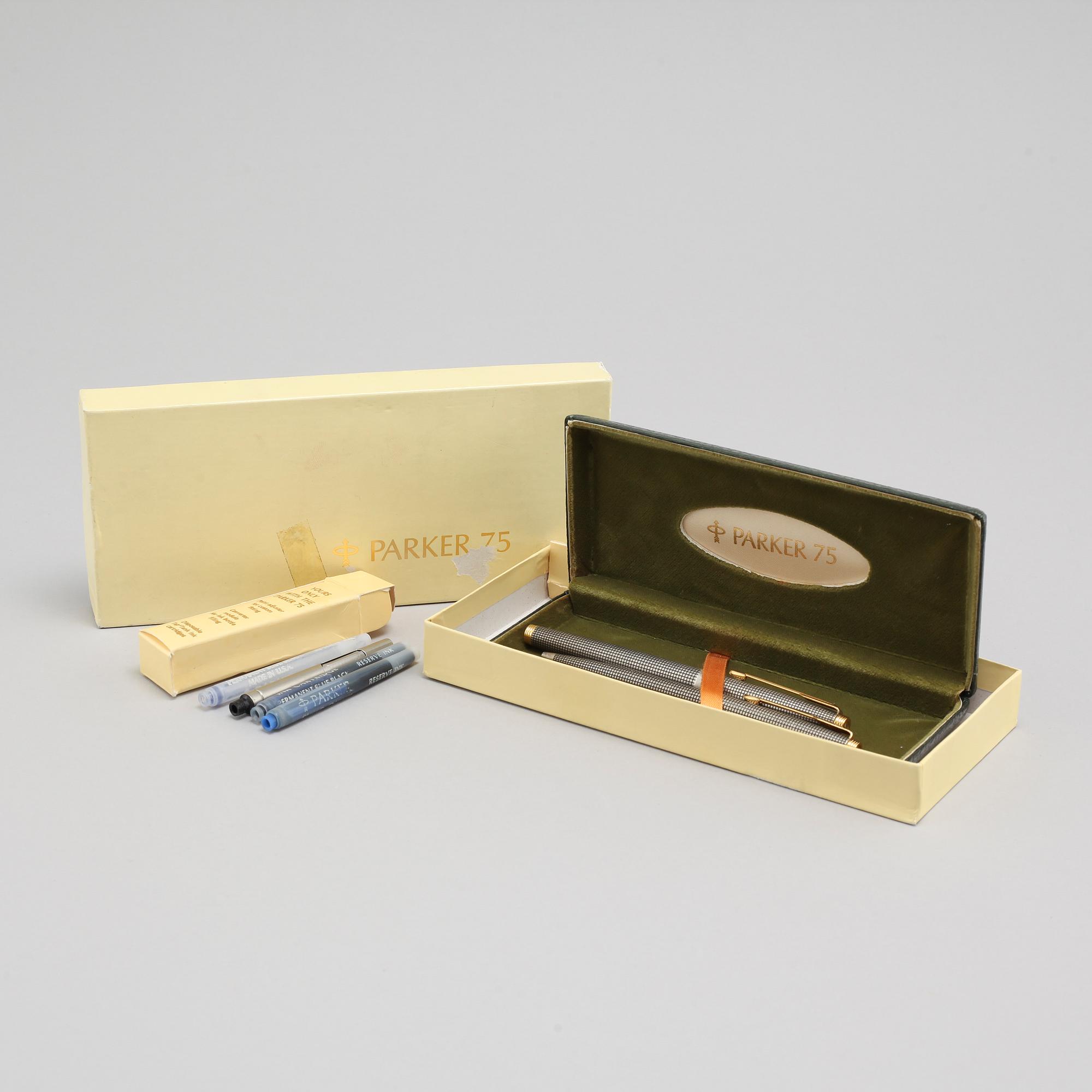 A sterling silver fountain pen and ball point pen by Parker, second half of the 20th century.