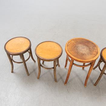 A set of five early 1900s stools.