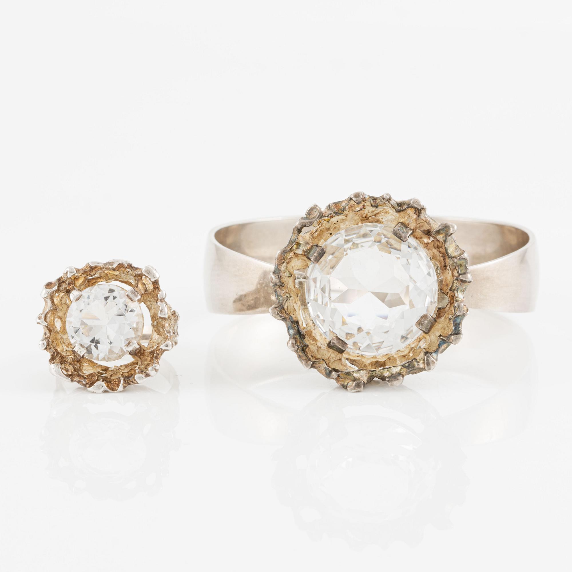 Niels Erik From, Ring och armring, silver och bergkristall.