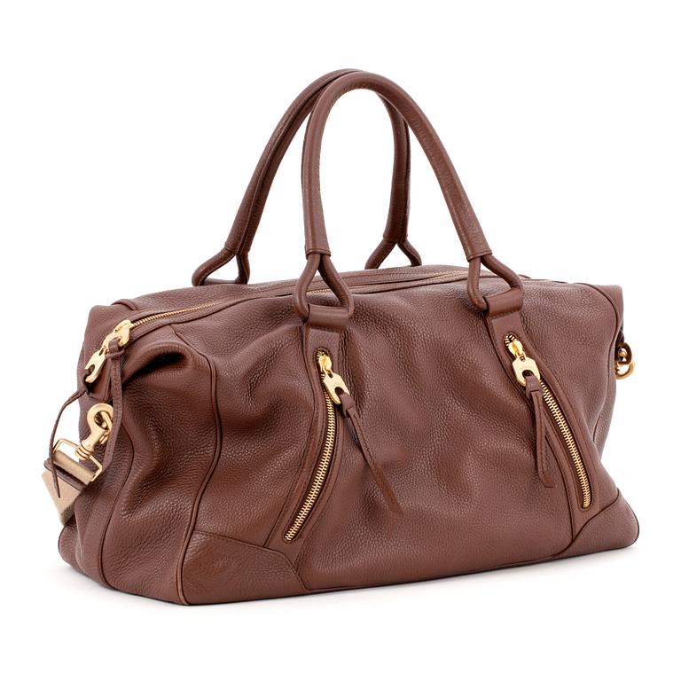 BALLY, a brown leather weekend bag.