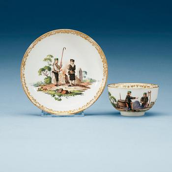 720. A Meissen cup with stand, 18th Century.