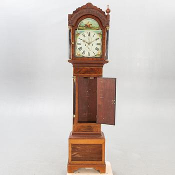An English W Wilson Newcastle mahogany grand father clock first half of the 19th century.