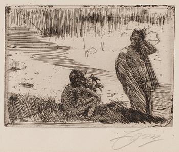 717. Anders Zorn, "Badande gossar på stranden".