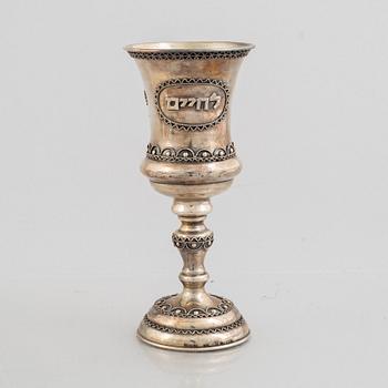 Kiddush cup / drinking chalice, silver, Judaica, early 20th Century.