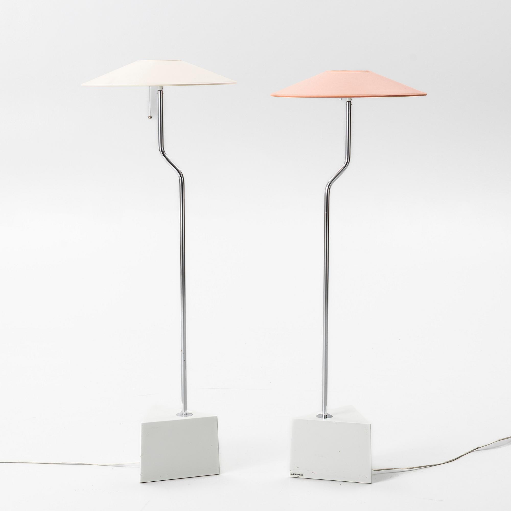 Lars Bessfelt & Christian von Sydow, floor lamps, 2 pcs, "Triggy", Atelier Lyktan, Åhus, 1980s.