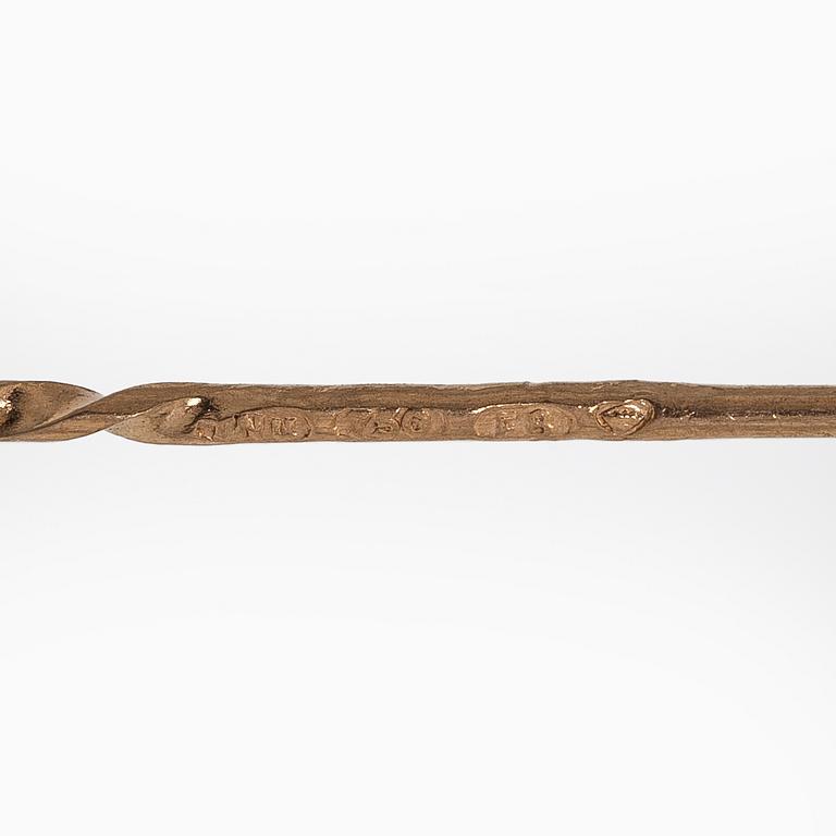 Slipsnål / kråsnål, briljantslipad diamant, 18K guld.