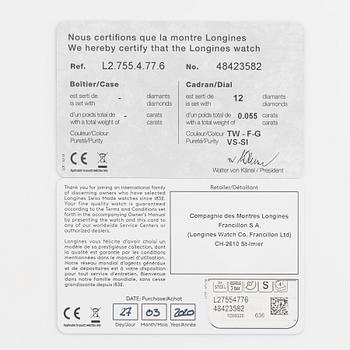 Longines, Master Collection, "Diamond Dial", wristwatch, 38,5 mm.