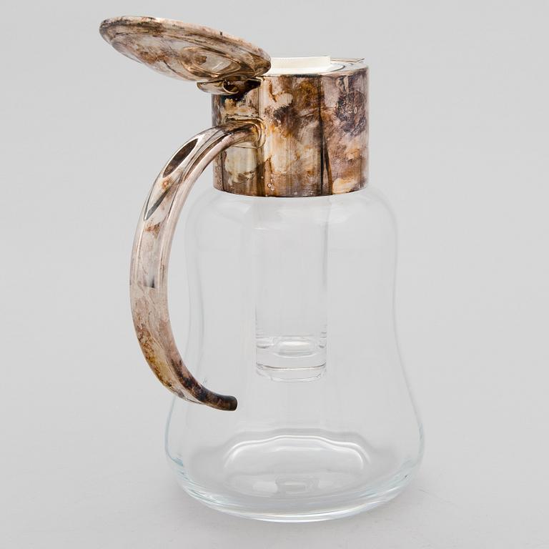 A LEMONADE PITCHER, glas and silverplated metal, Massini, Firenze late 20th century.