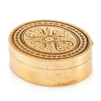 383E. A Swedish 19th century 18K gold vinaigrette/scent box, mark of Isaac Malmborg, Stockholm 1814.