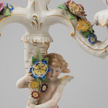 A pair of porcelain candelabra from von Schierholz, Germany, first half of the 20th Century.