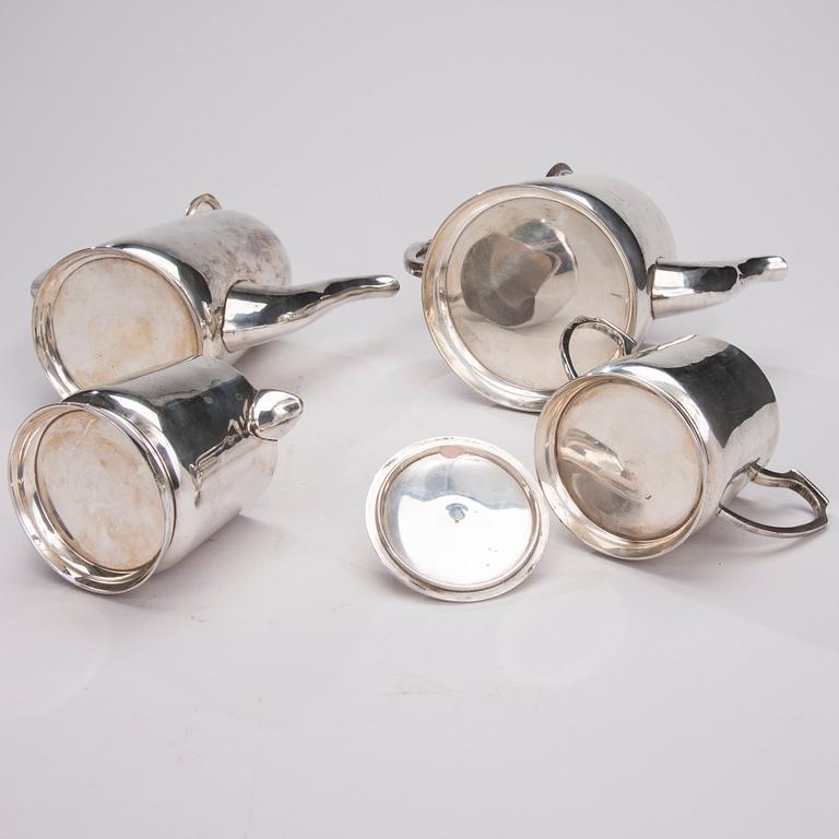 KAFFESERVIS, 4 delar, nysilver. 1900-talets mitt.