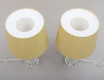BORDSLAMPOR, 1 par, glas, Carl Fagerlund, Orrefors, 1900-talets andra hälft.