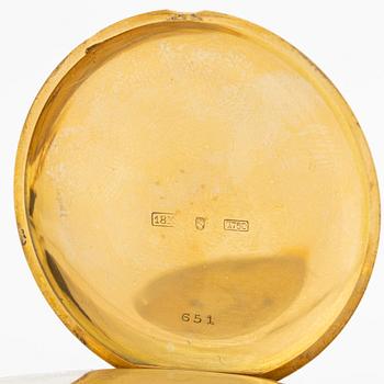 Alex Hüning, pocket watch, hunter, 18K gold, with Chatelaine, 50 mm.