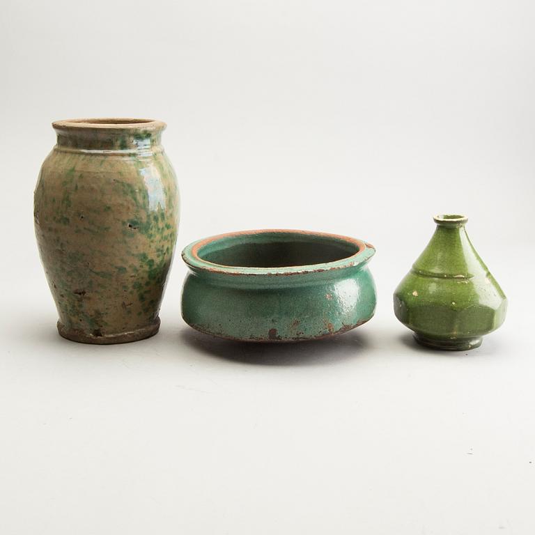 A group of green glazed oriental ceramics, circa 1900.