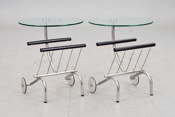 SIDOBORD med TIDNINGSSTÄLL, 2 st. 1900-talets andra hälft.