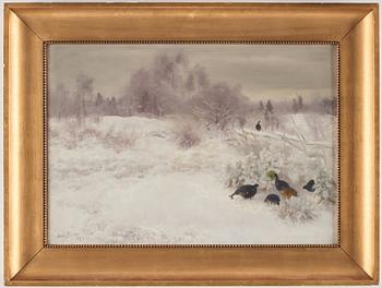 Bruno Liljefors, Winter landscape with birds.