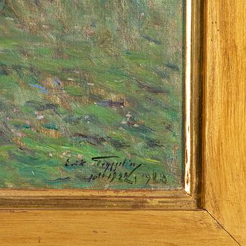 Erik Tryggelin, Blomsterplockande kvinna på äng, S:t Cloud Paris.