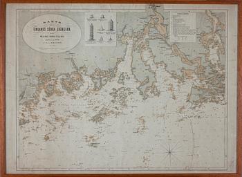 SJÖKORT, karta öfer Finlands södra skärgård från, Willinge, Borgå, Pellinge utgifen år 1880 af K.G Ekebom.
