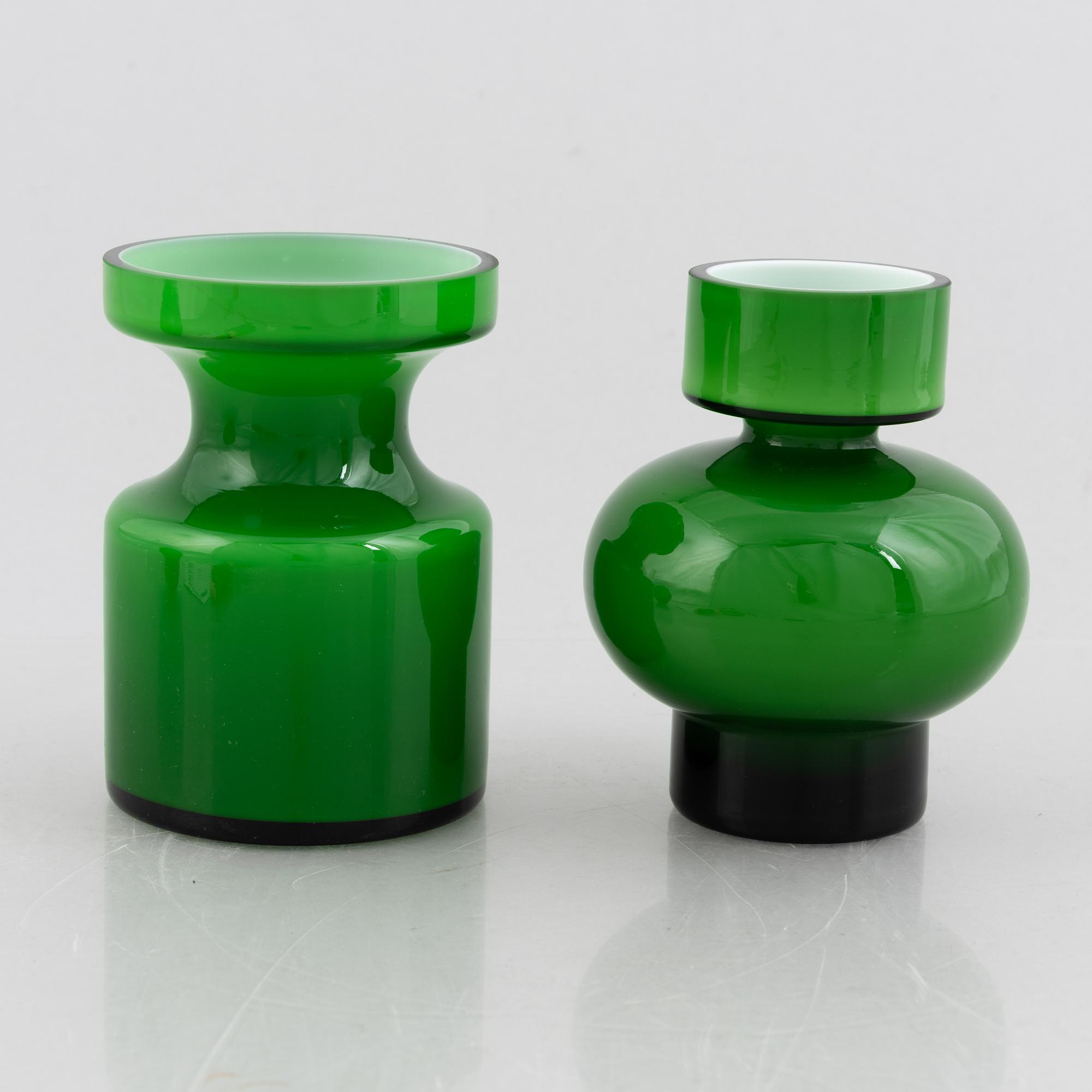 PO Ström, a set of three glass objects, Alsterfors glasbruk, 1960s/70s.