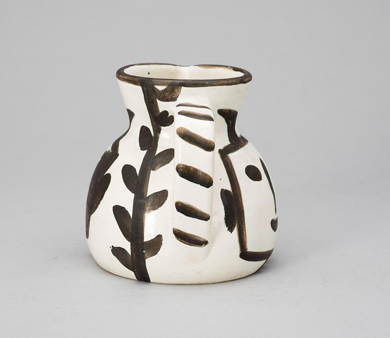 A Pablo Picasso 'Pichet tête carrée' faience pitcher, Madoura, vallauris, France 1953.